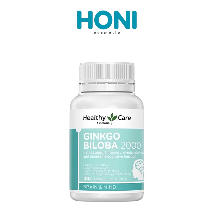 Bổ Não Healthy Care Ginkgo Biloba Úc 2000 Tăng Cường Cải Thiện Trí Nhớ 100 viên - HTSK17