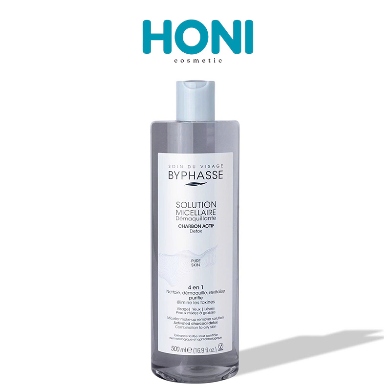 Nước Tẩy Trang Byphase Solution Micellaire Làm Sạch Dịu Nhẹ Charbon Actif Da Thường và Da Dầu 500Ml - LSDM37
