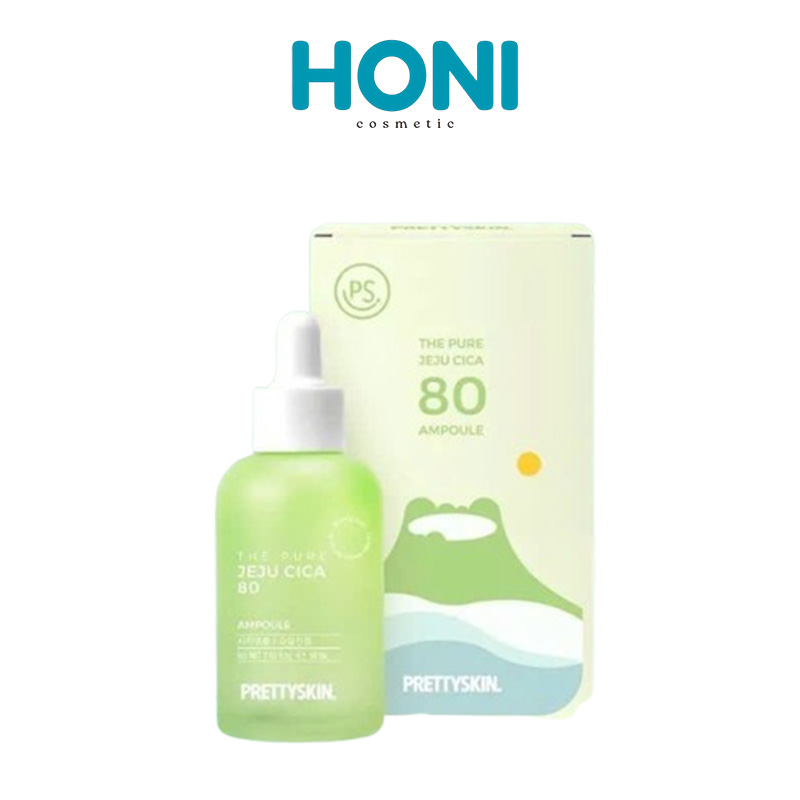 Serum Rau Má Prettyskin The Pure Jeju Cica 80 Ampoule Làm Dịu Da, Phục Hồi Da Mụn 50Ml - DDFACE179