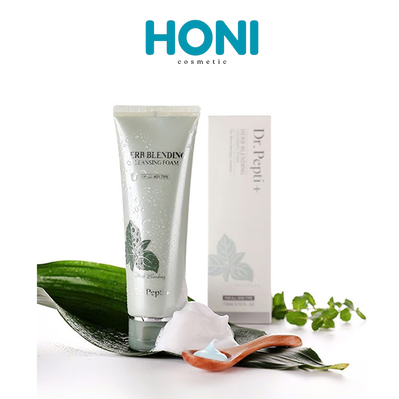 Sữa Rửa Mặt Dr.Pepti Herb Blending Cleansing Foam Bạc Hà Trà Xanh Làm Sạch Sâu, Dịu Da, Kháng Khuẩn 110Ml - LSDM109